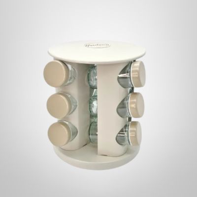Especiero Giratorio 12 Frascos de Acero Inoxidable "Harmony" Crema HUDSON