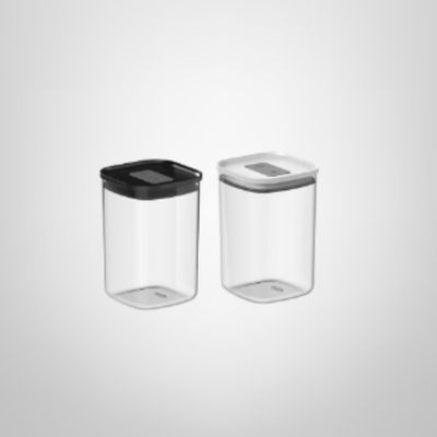 Frasco Hermético de Plástico Cuadrado 1 Litro "Duo Lock" OU
