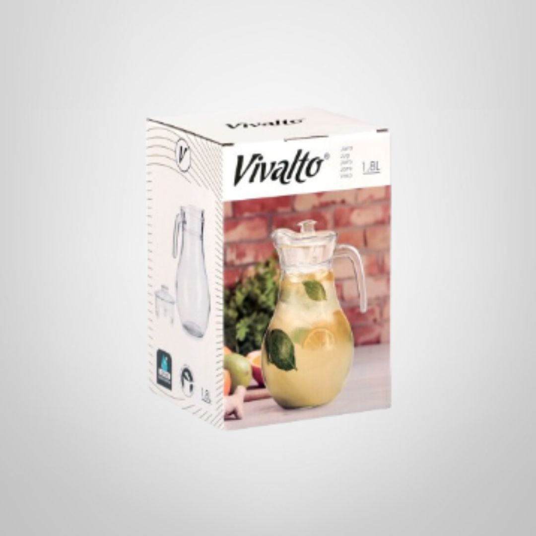 Jarra de Vidrio c/Tapa Transparente 1,8 Litros VIVALTO