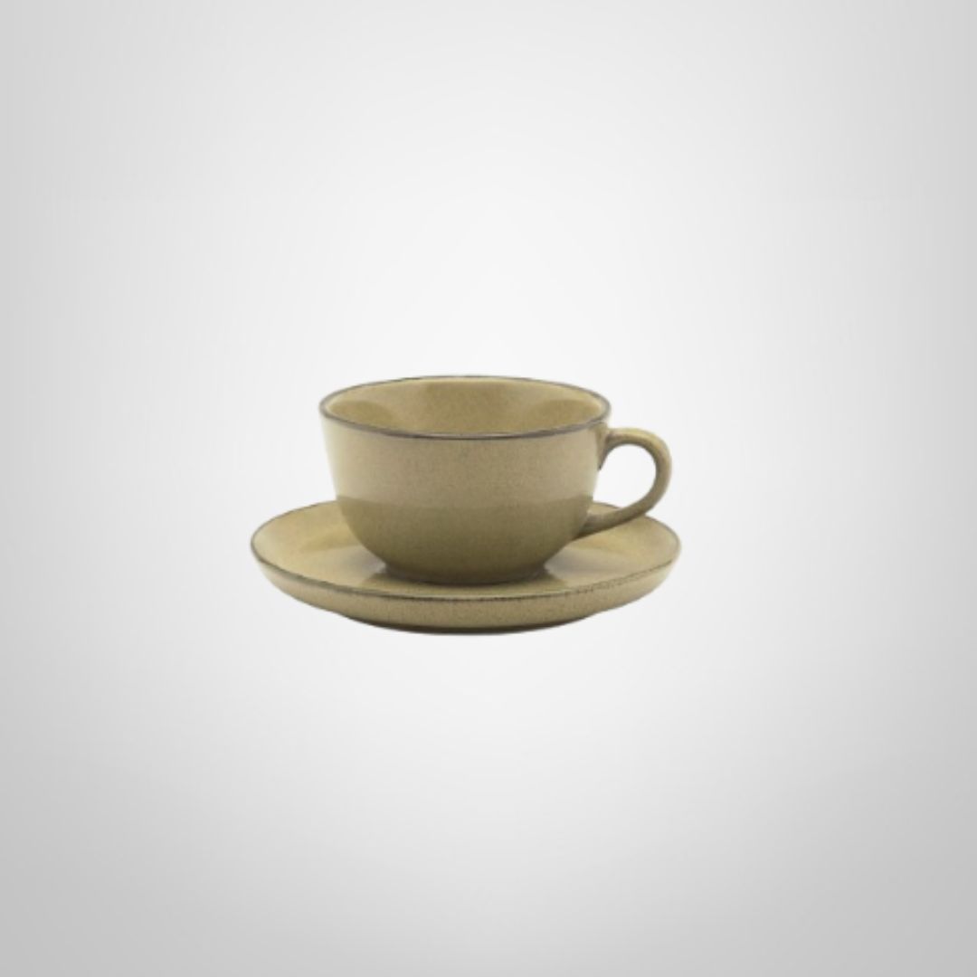 Taza de Té c/Platillo de Cerámica 200ml "Ocre" OXFORD