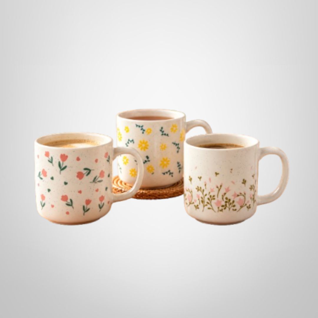 Taza de Cerámica 380ml 9x8,5cm Flowers 3 Diseños