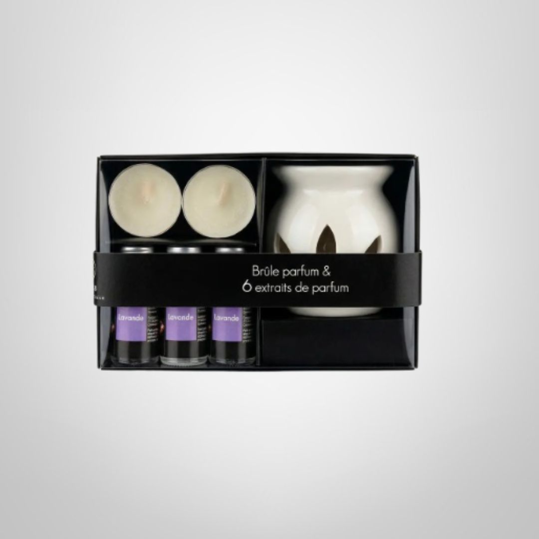 Set Aromaterapia Hornito de Cerámica + 3 Aceites 10ml + 2 Velas