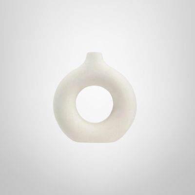 Florero de Cerámica Tipo Donuts Blanco