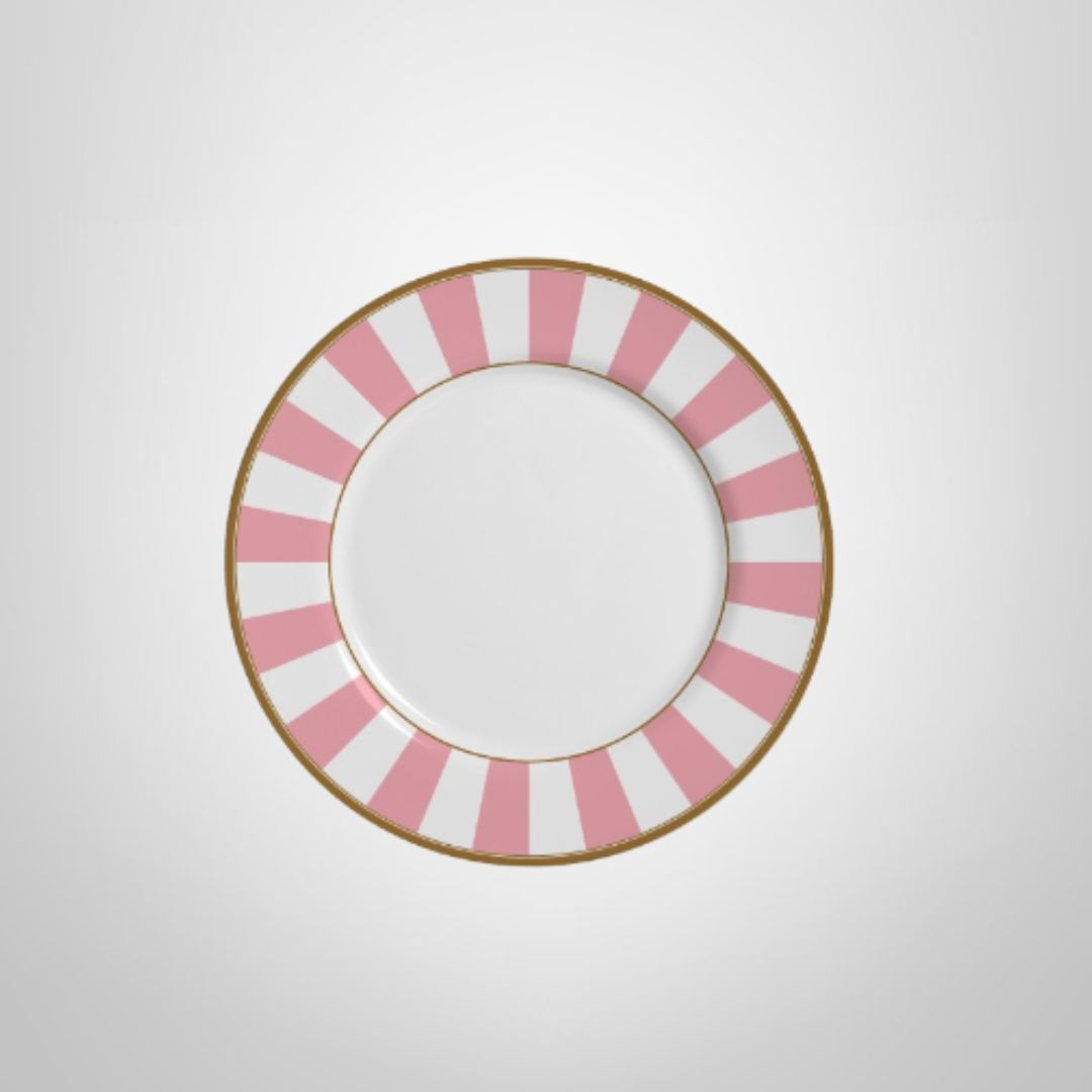 Plato Llano de Cerámica 29cm "Stripe Rosa" ALLEANZA
