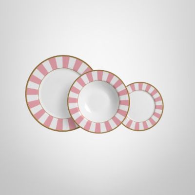 Jgo. Vajilla de Cerámica 18 Piezas "Stripe Rosa" ALLEANZA