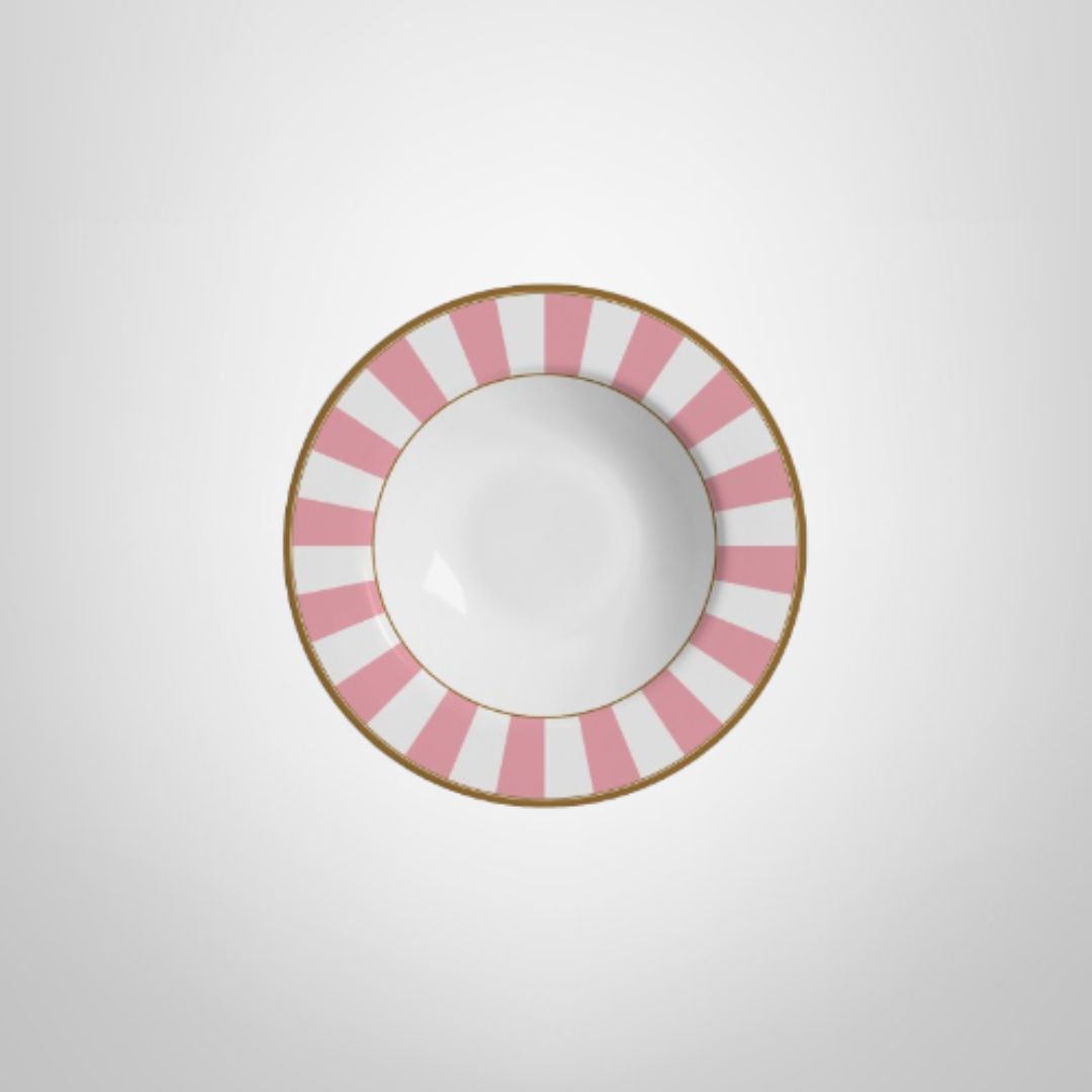 Plato Hondo de Cerámica 25cm "Stripe Rosa" ALLEANZA