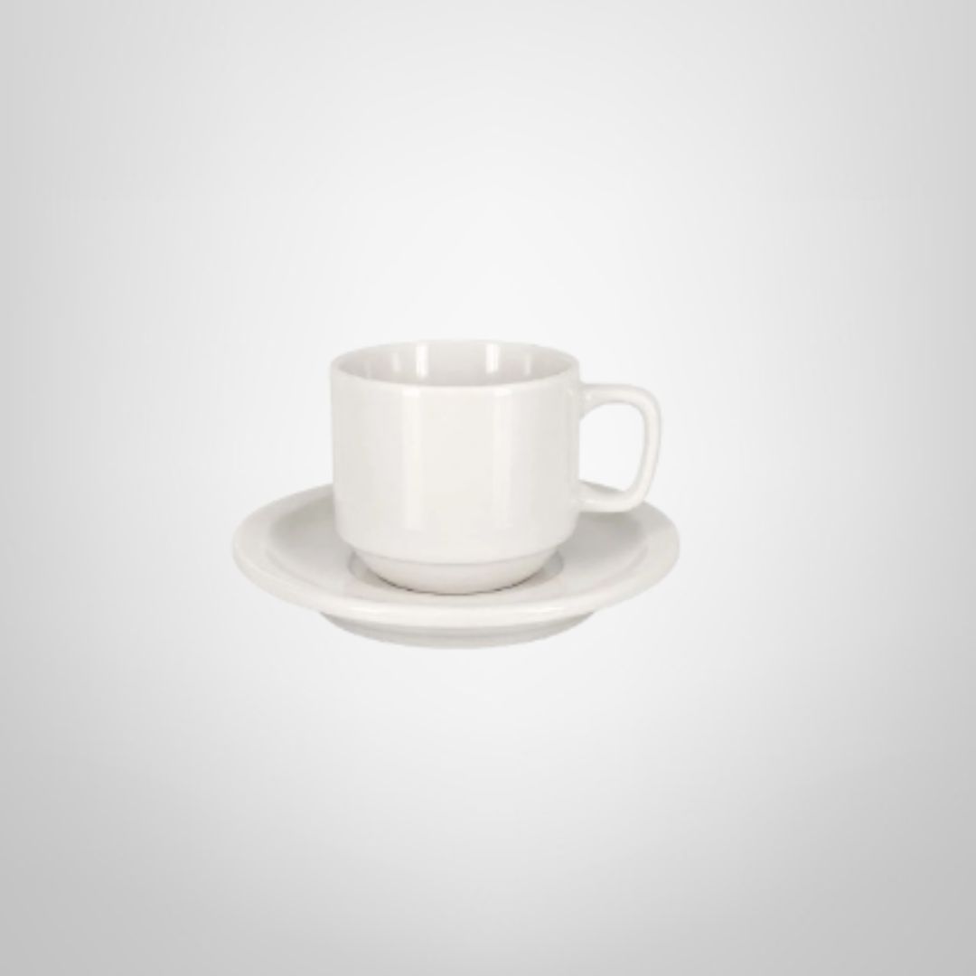 Taza de Té c/Platillo de Cerámica Blanco 220ml