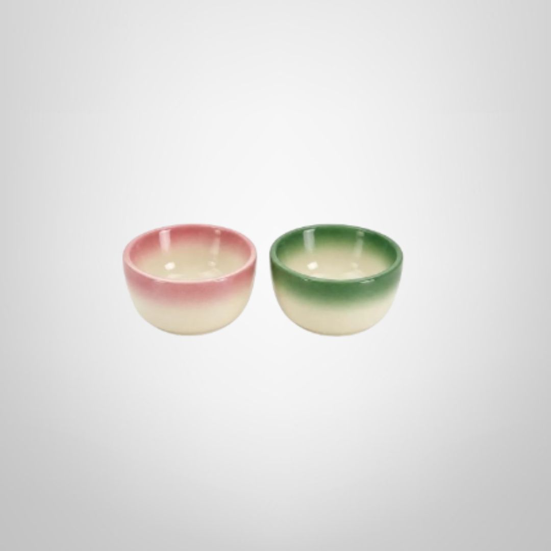 Dip de Cerámica 6x4cm Borde Color Verde/Rosado