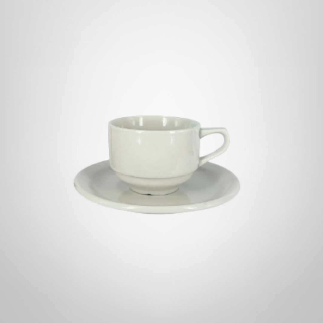 Taza Té c/Platillo de Cerámica Blanco 260ml