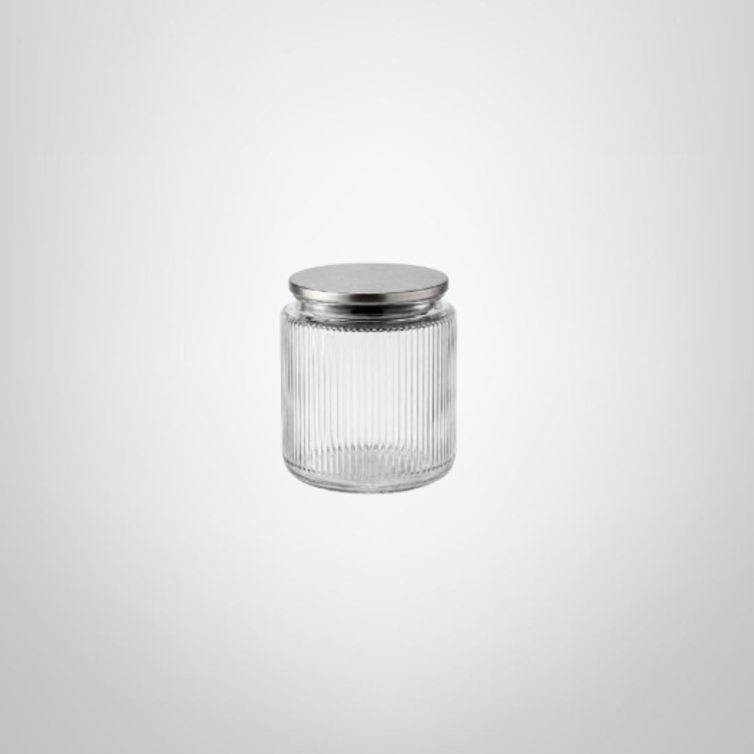 Frasco de Vidrio "Rayas" c/Tapa de Metal 650ml