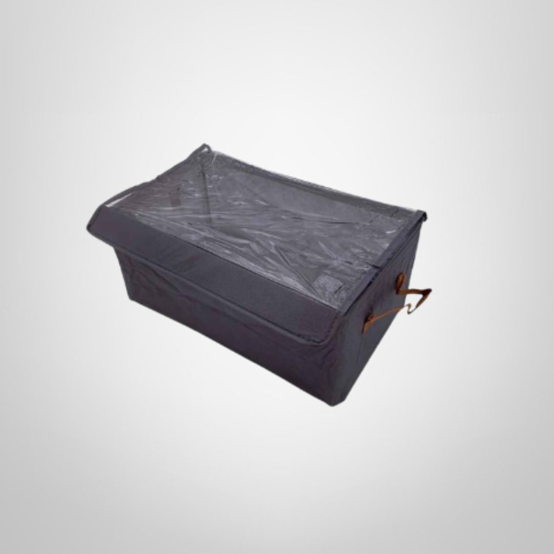Caja Organizadora de TNT Plegable c/Visor, Asa y Estructura de Metal 47x28x17cm