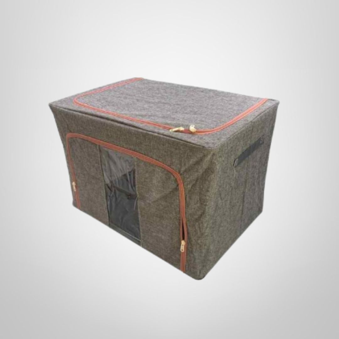 Caja Organizadora de TNT c/Visor y 2 Cierres y Estructura de Metal 60x40x42cm