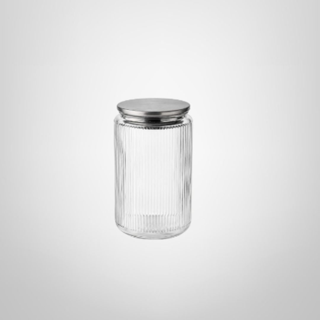 Frasco de Vidrio "Rayas" c/Tapa de Metal 1 Litro