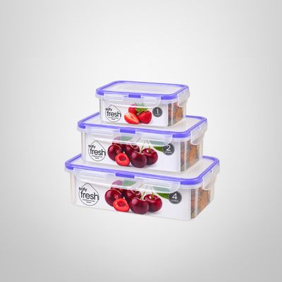 Set de 3 Viandas Herméticas de Plástico Rectangulares