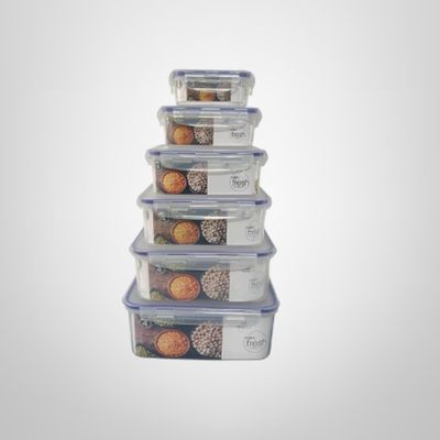 Set de 6 Viandas Herméticas de Plástico Rectangulares