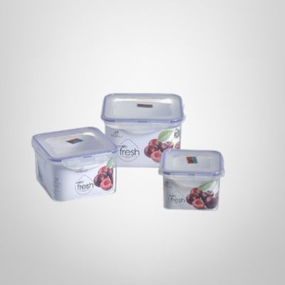 Set de 3 Viandas Herméticas de Plástico Cuadradas