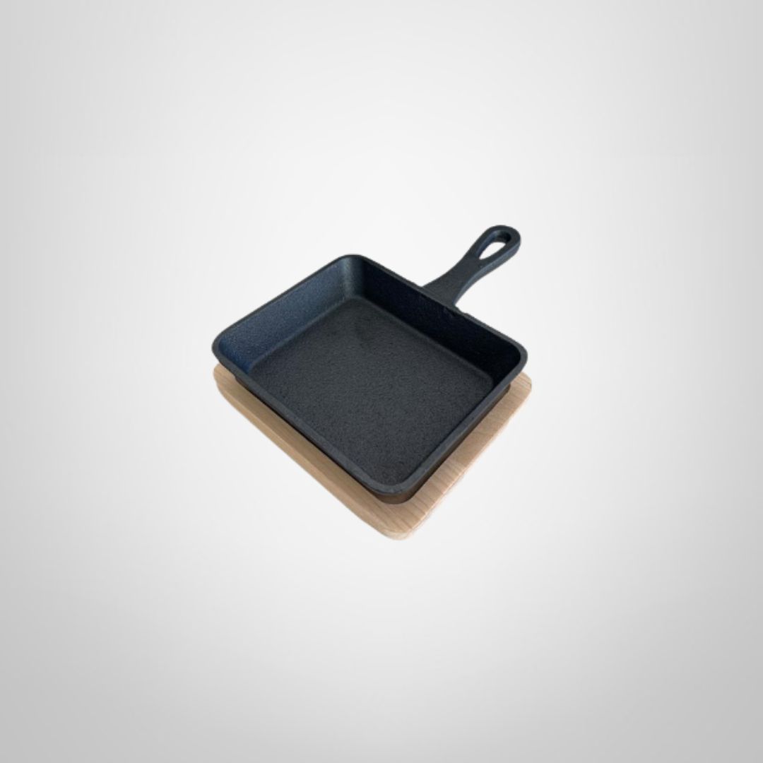 Sartén Provolonera de Hierro Fundido c/Base de Madera 10x12cm