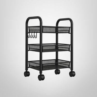 Carrito Organizador de Metal 3 Estantes c/Ruedas 44x27x63cm Blanco/Negro