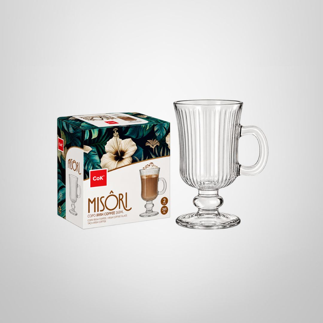Set 2 Tazas de Vidrio Rayas de Café Irlandes Misori