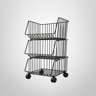 Carrito Organizador de Metal 3 Canastos c/Ruedas 31x29x59cm
