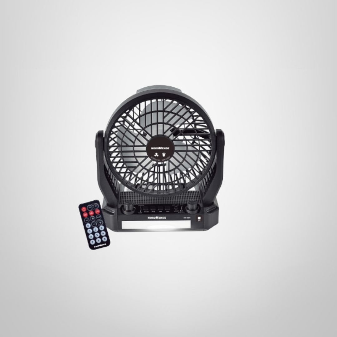 Ventilador c/Radio Portátil y Panel Solar NORDMENDE