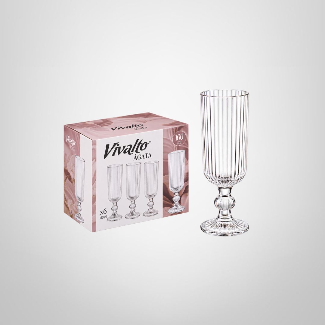 Jgo. de Copas Flauta x6 de Vidrio 160ml  "Agata" VIVALTO