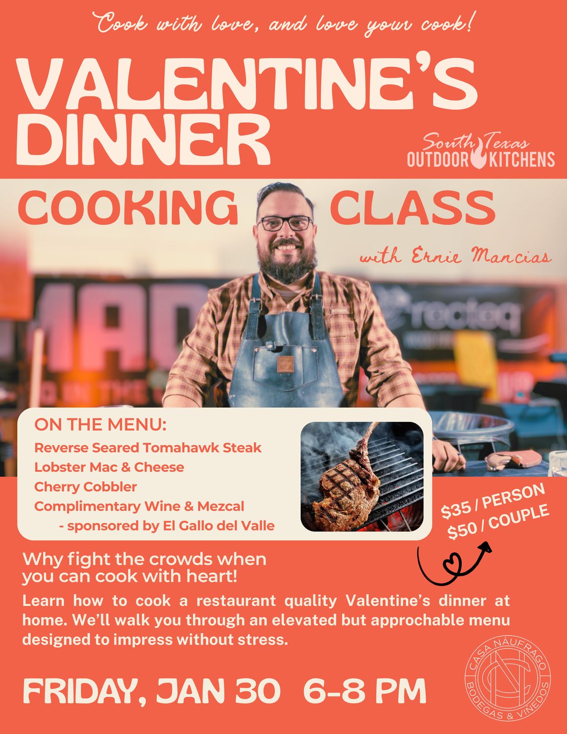 Valentine's Dinner Cooking Class with Ernie Mancias