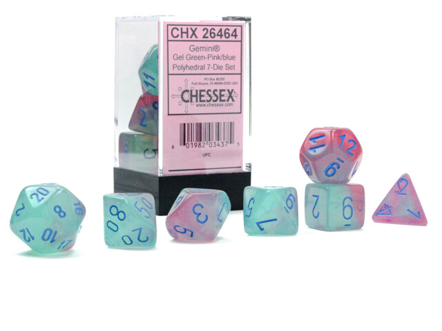 Gemini Dice, Standard: Gel Green-Pink/blue