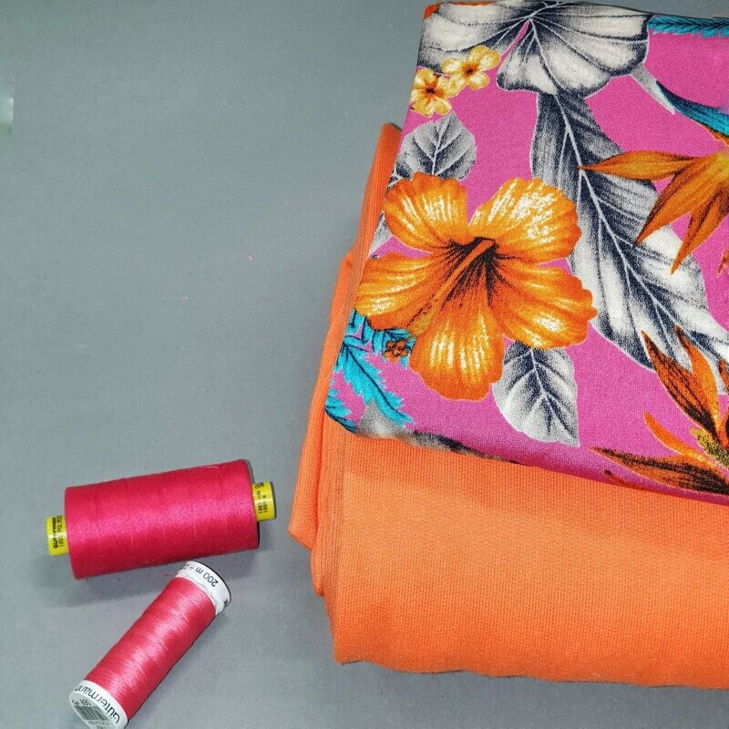 Viskosejersey Sommerblumen orange