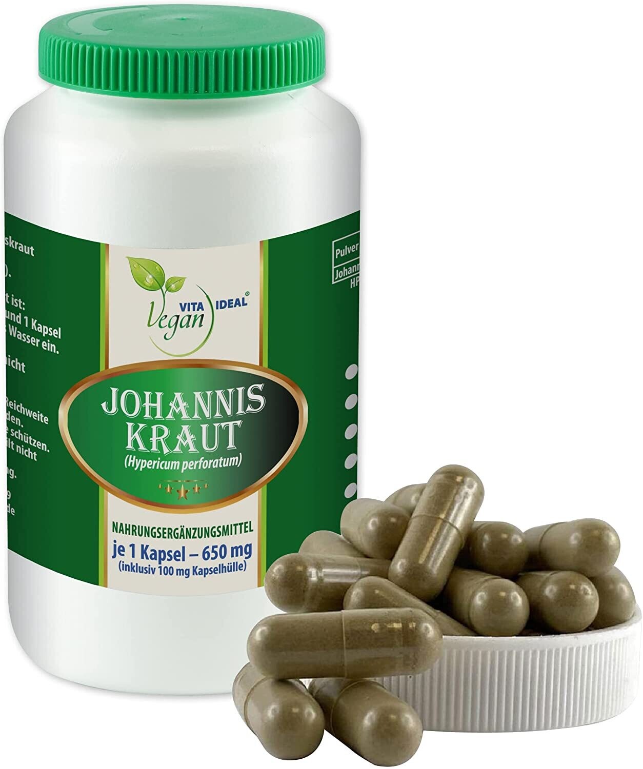 VITA IDEAL Vegan® Johannis - Kraut Kapseln - Hypericum perforatum - Johanniskraut -, Menge: 90 Kapseln