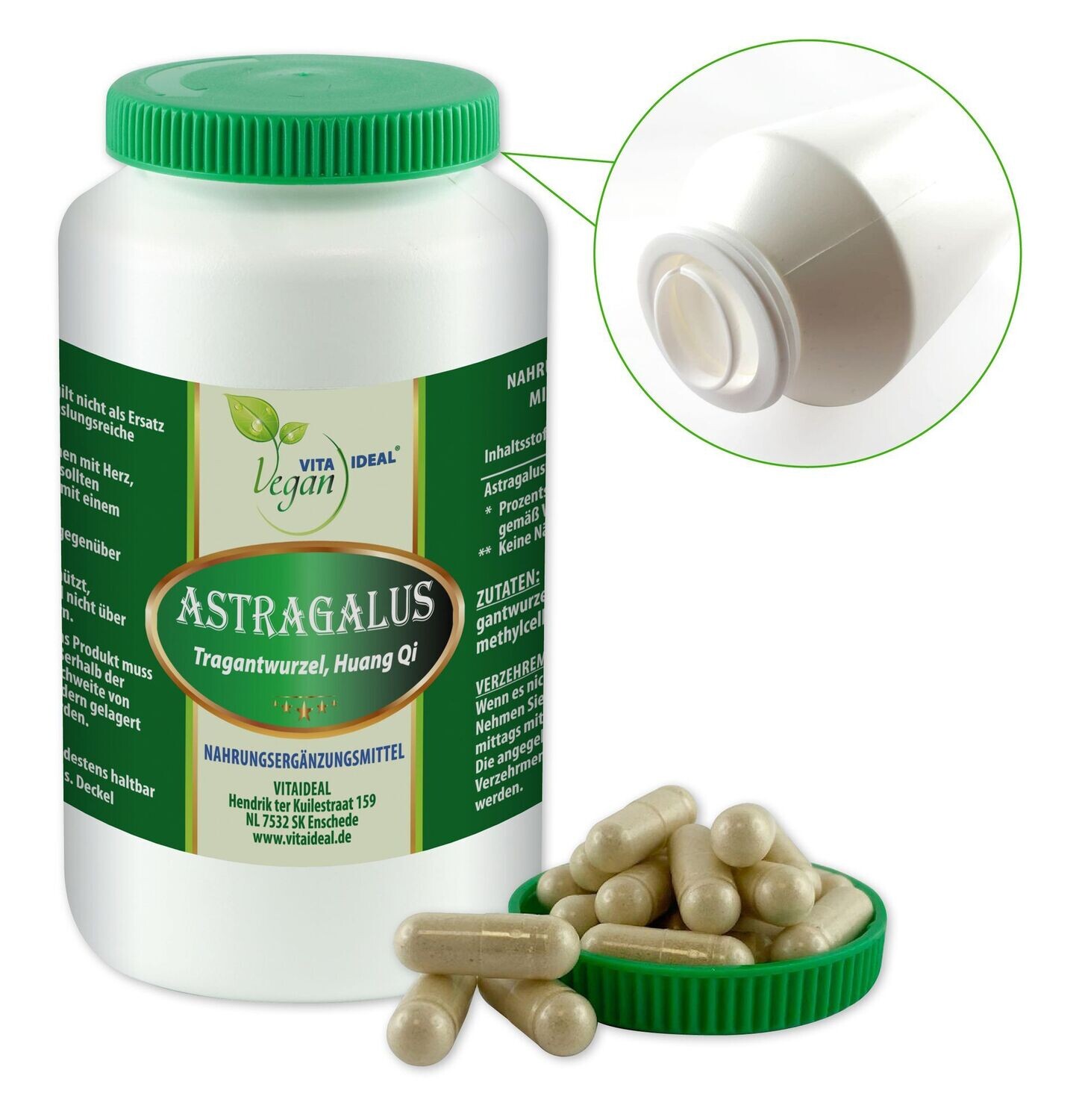 VITA IDEAL Vegan® Astragalus Wurzel Kapseln - Tragant frigidus - Astragaluswurzel - Tragantwurzel -