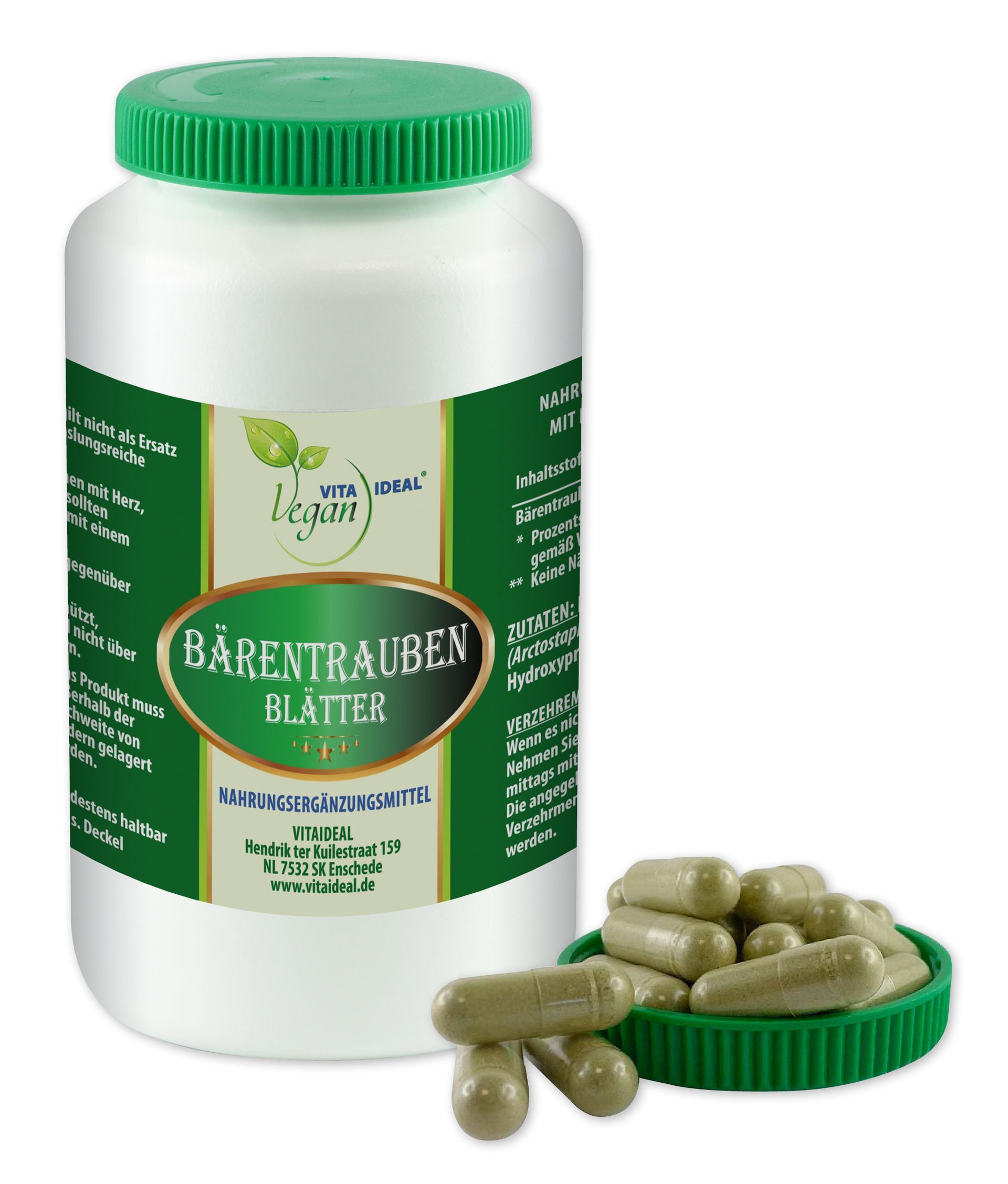 VITA IDEAL Vegan® Bärentrauben Blätter Kapseln - Arct. uva-ursi -Bärentraubenblätter -