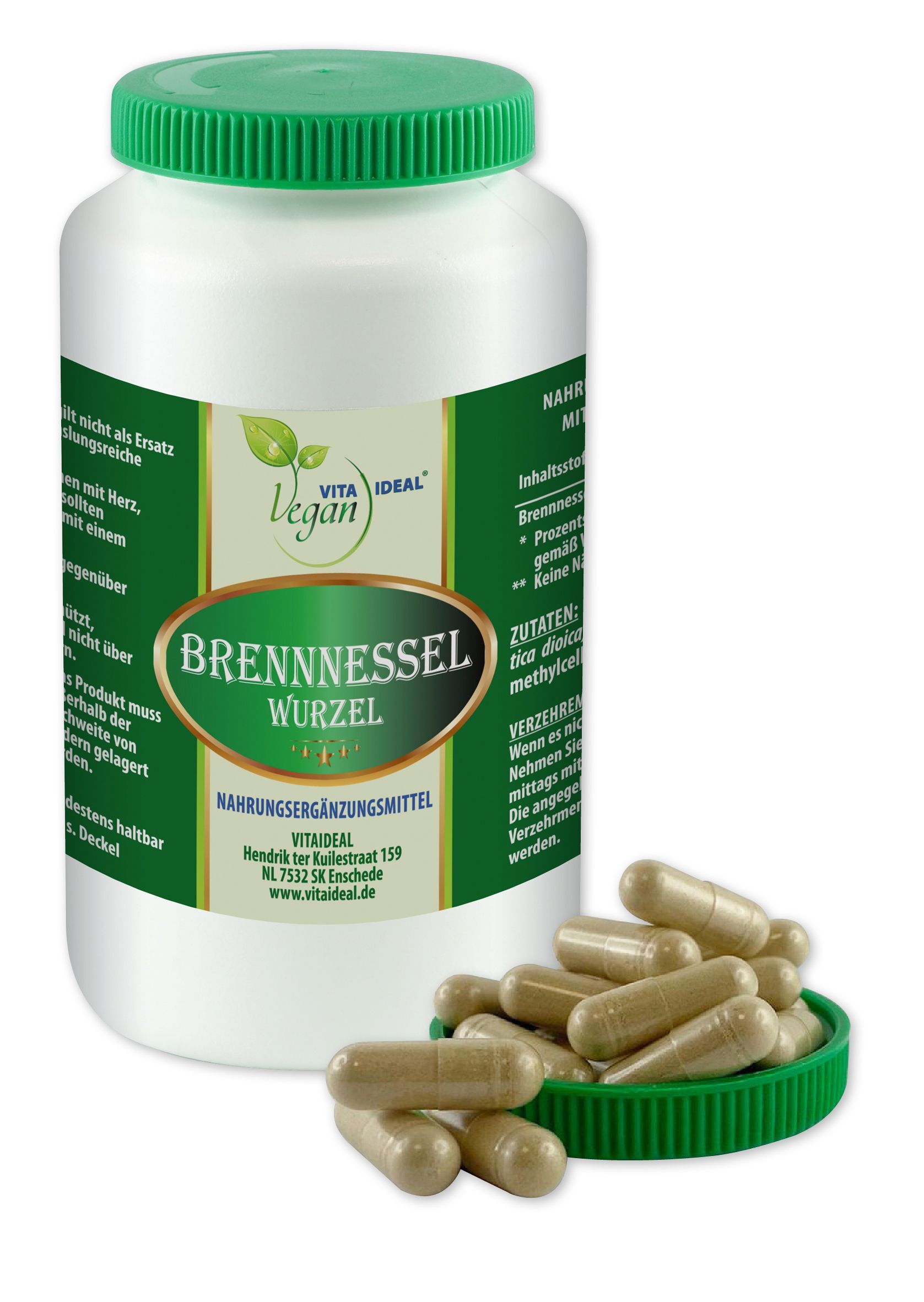 VITA IDEAL Vegan® Brennnessel Wurzel Kapseln - Urtica dioica - Brennnesselwurzel - Brennessel -