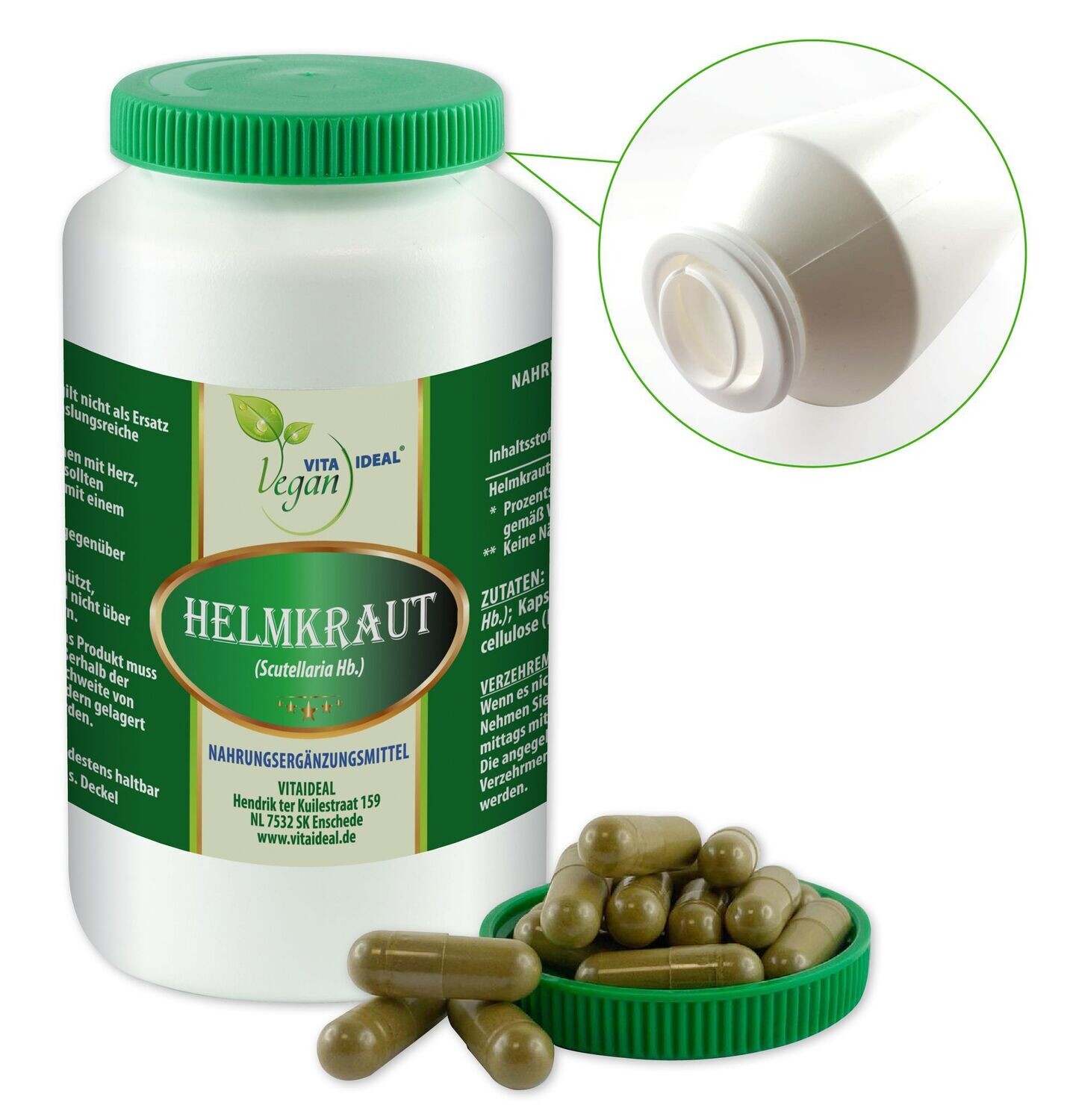 VITA IDEAL Vegan® Helmkraut Kapseln - Scutellaria lateriflora - Helm Kraut -
