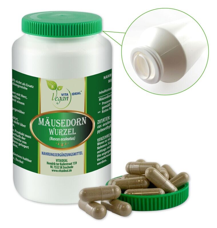 VITA IDEAL Vegan® Mäusedorn Wurzel Kapseln - Ruscus aculeatus - Mäusedornwurzel -