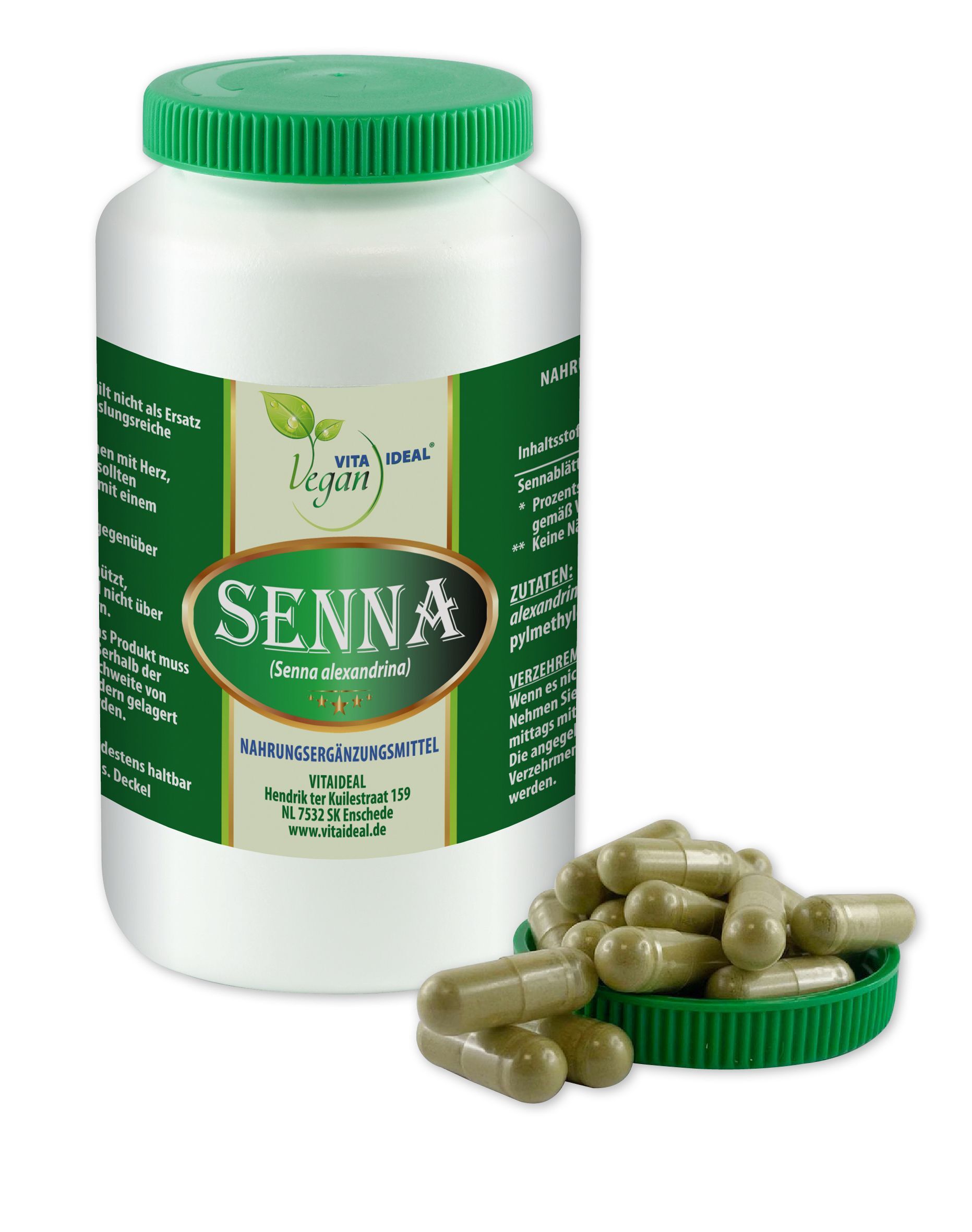VITA IDEAL Vegan® Senna Blätter Kapseln - alexandrina - Sennesblätter - Sennes - Sennablätter