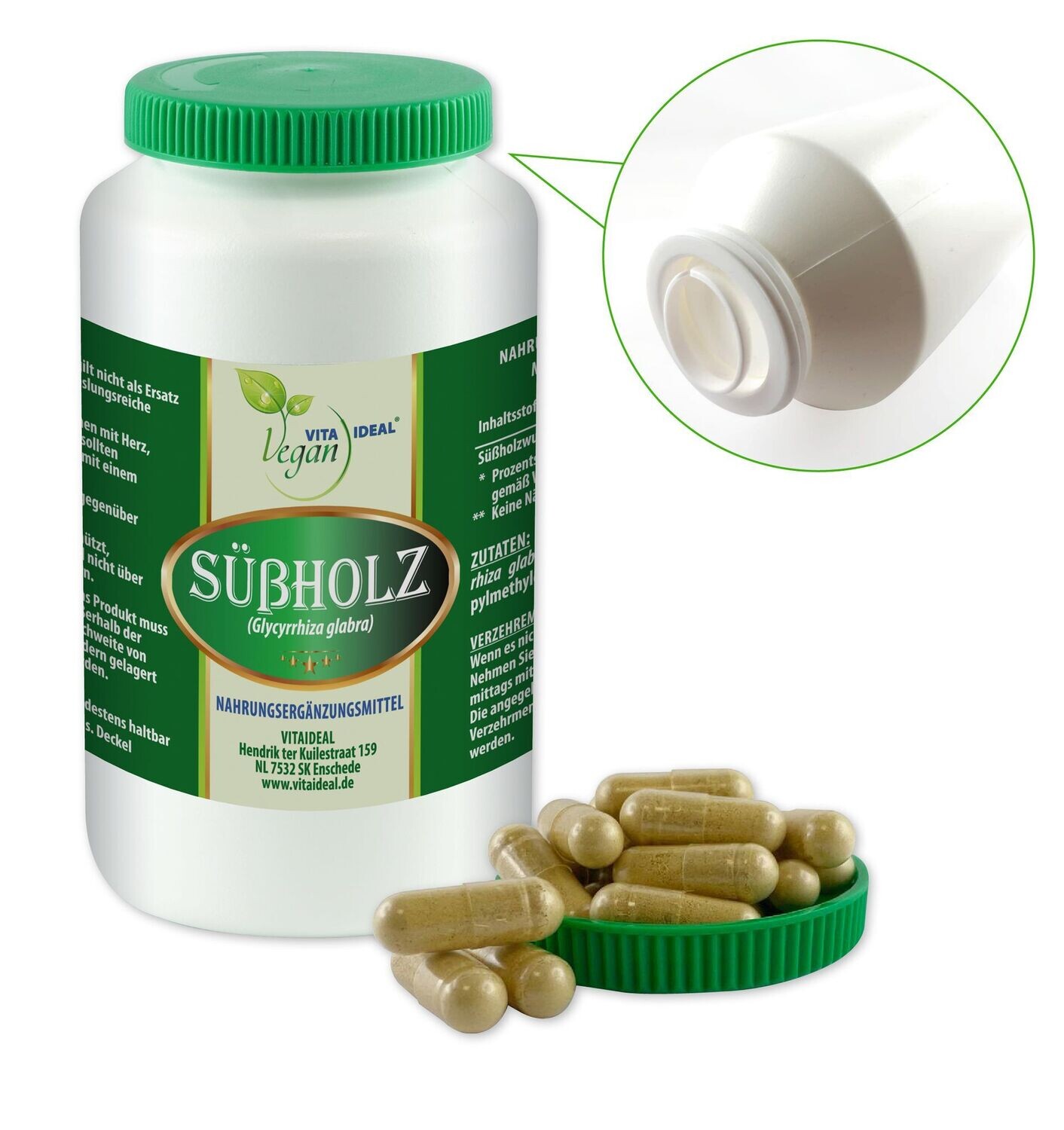 VITA IDEAL Vegan® Süßholz Wurzel Kapseln - Glycyrrhiza glabra - Süßholzwurzel, Menge: 90 Kapseln