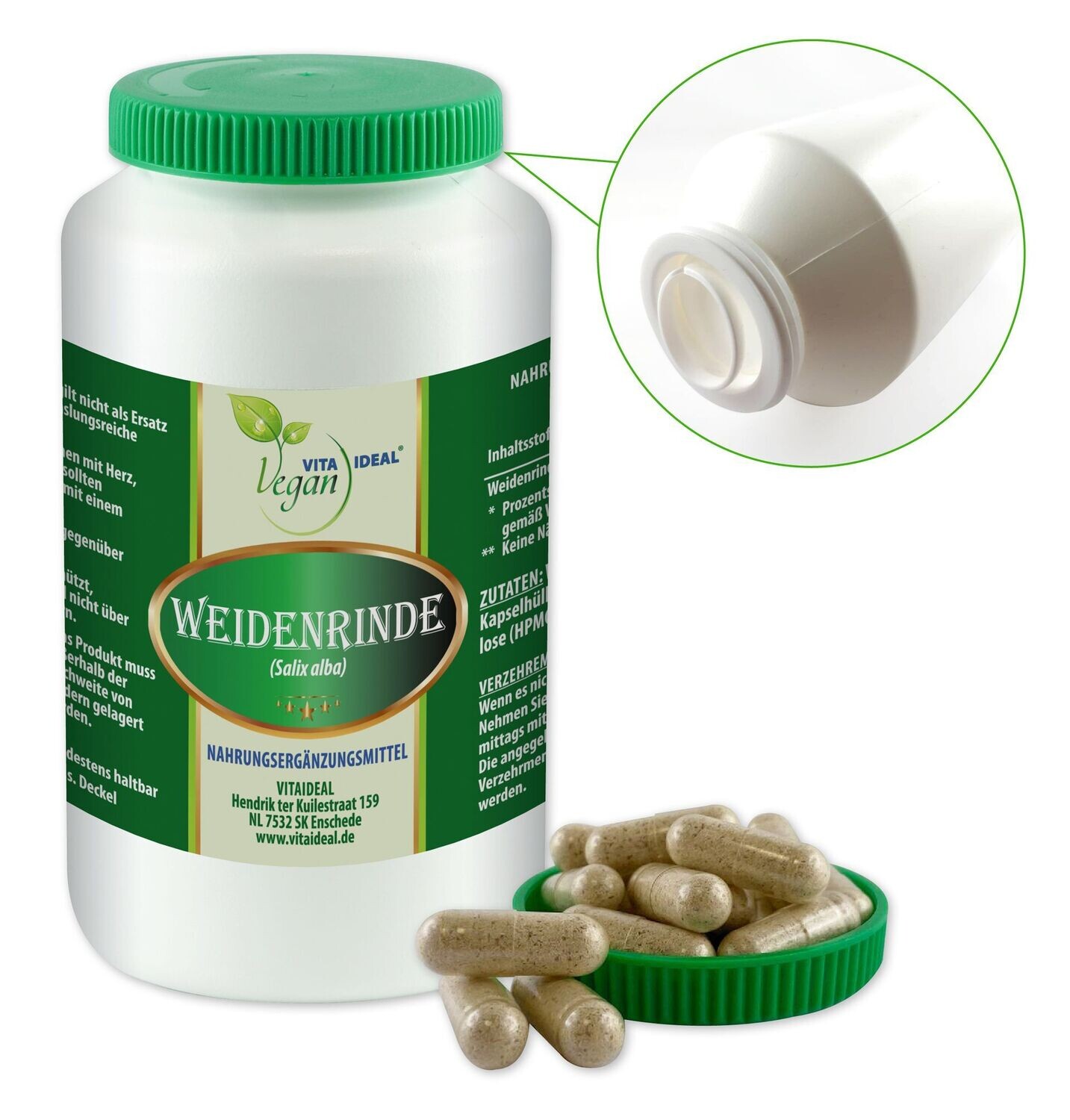 VITA IDEAL Vegan® Weidenrinde Kapseln - Salicis alba Cort - Silber - Weidenrinde -
