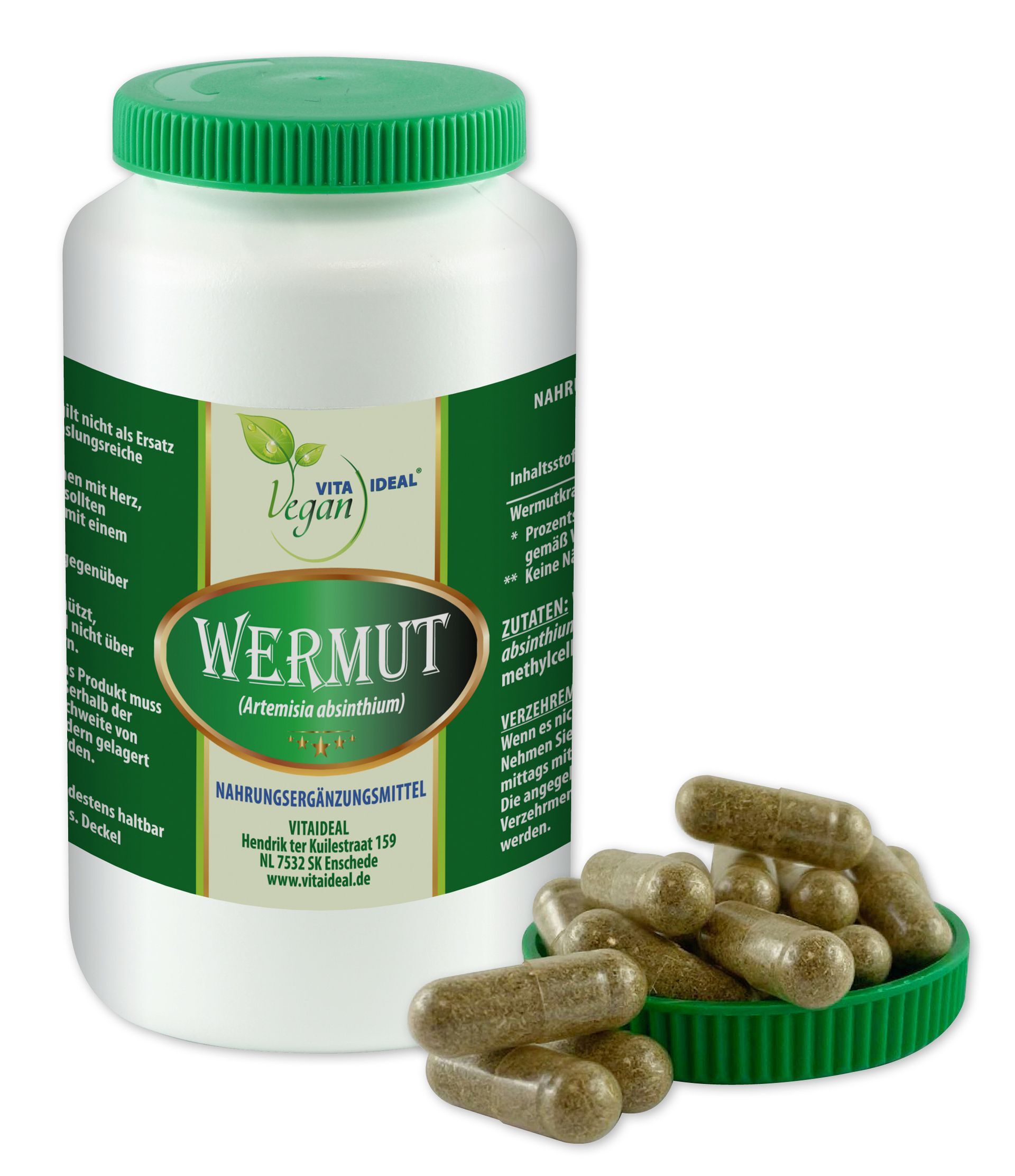 VITA IDEAL Vegan® Wermut Kraut Kapseln - Artemisia absinthium - Wermutkraut -