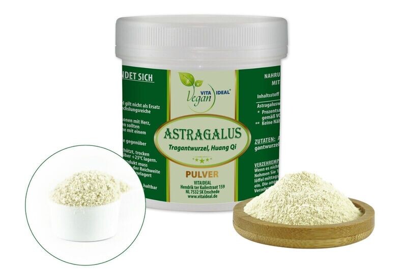 VITA IDEAL Vegan® Astragalus Wurzel Pulver - Tragant frigidus - Tragantwurzel - Astragaluswurzel -