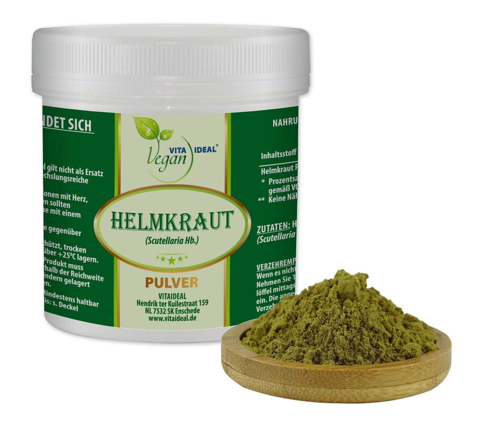 VITA IDEAL Vegan® Helm Kraut Pulver - Scutellaria lateriflora - Helmkraut -