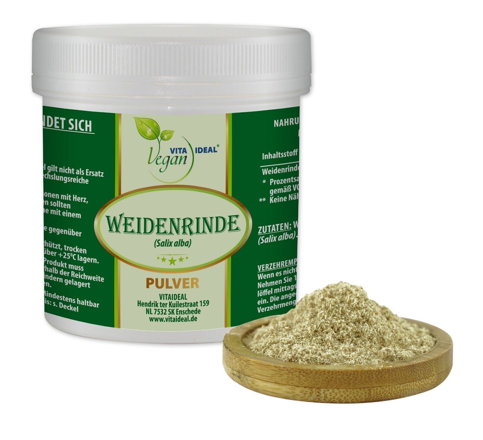 VITA IDEAL Vegan® Weiden Rinde Pulver - Salicis alba Cort - Silber Weidenrinde -