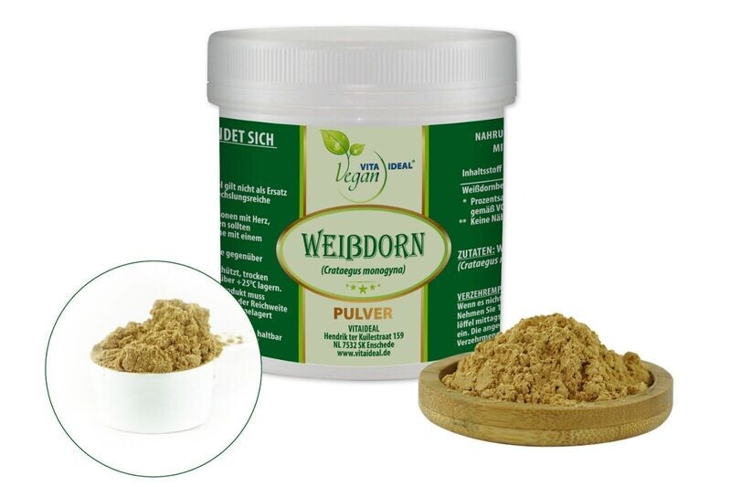 VITA IDEAL Vegan® Weißdorn Beeren Pulver - Crataegus Fruct - Weissdorn - Weißdornbeeren -
