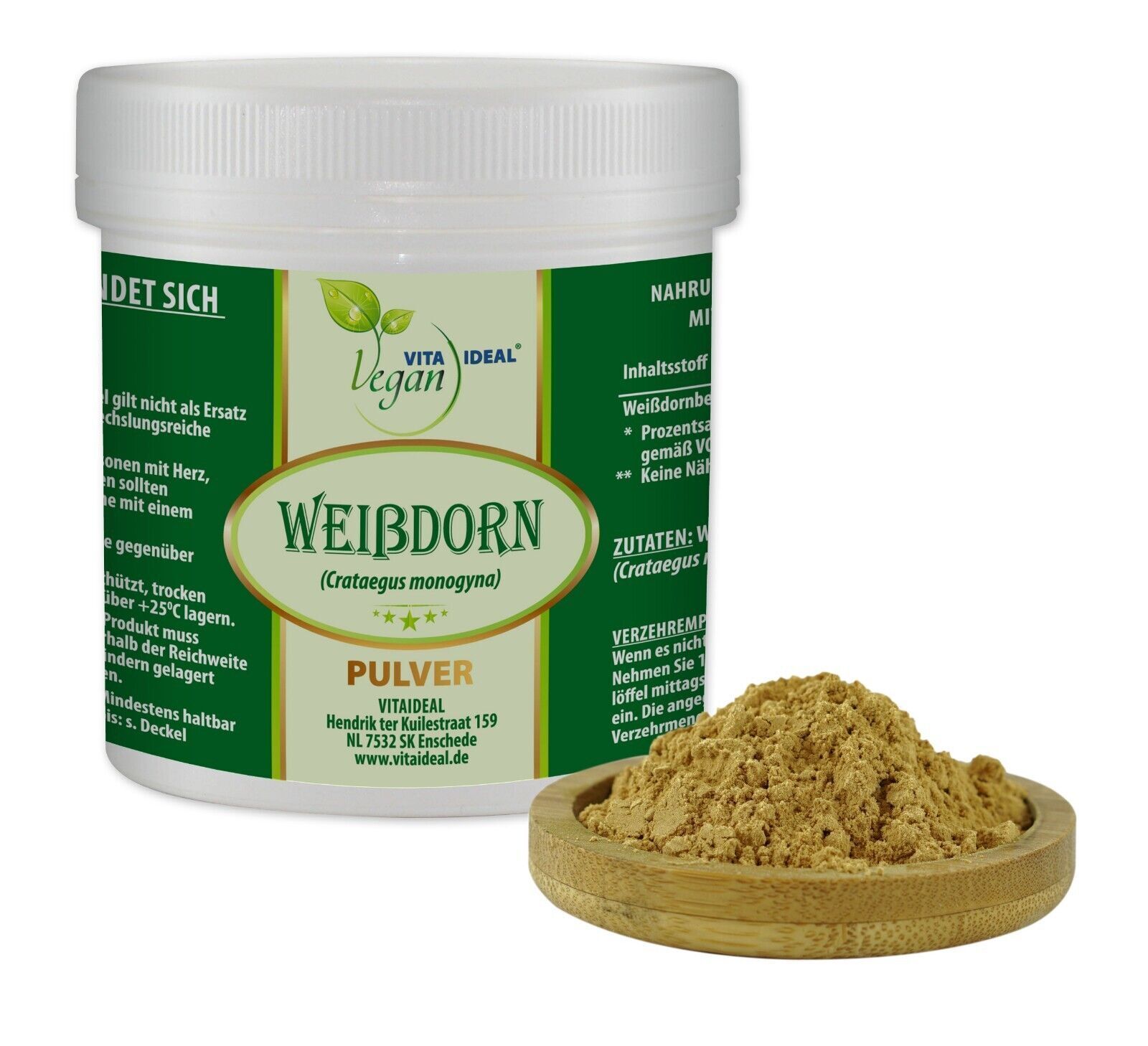 VITA IDEAL Vegan® Weißdorn Beeren Pulver - Crataegus Fruct - Weissdorn - Weißdornbeeren -