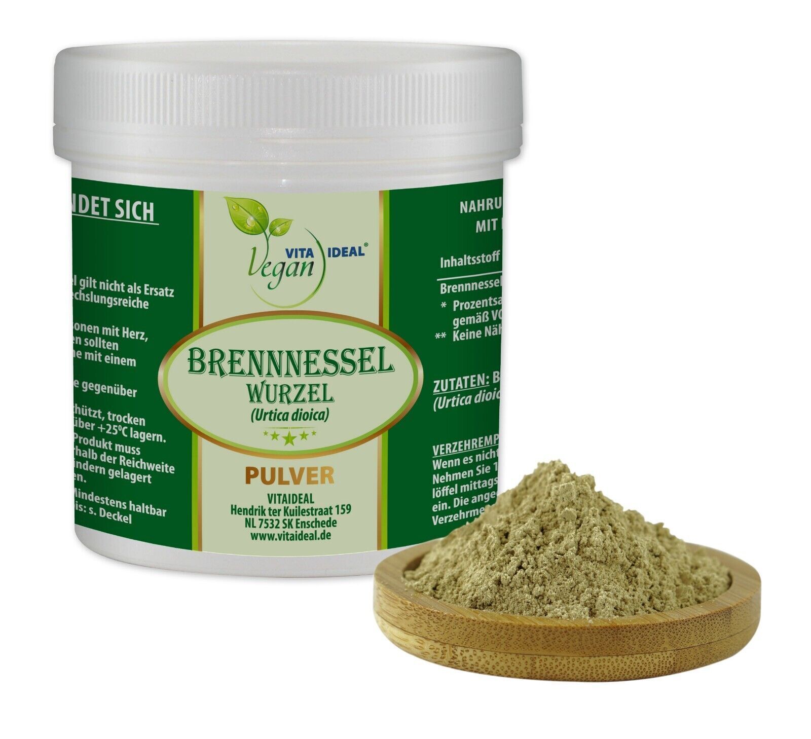 VITA IDEAL Vegan® Brennnessel Wurzel Pulver - Urtica dioica - Brennessel - Brennnesselwurzel -