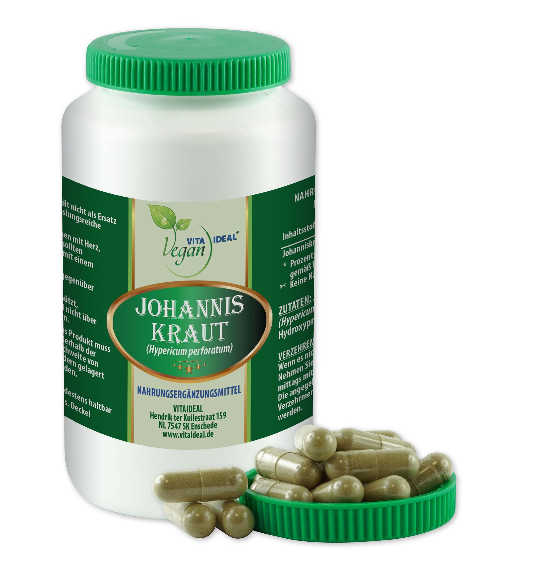 VITA IDEAL Vegan® Johannis - Kraut Kapseln - Hypericum perforatum - Johanniskraut -