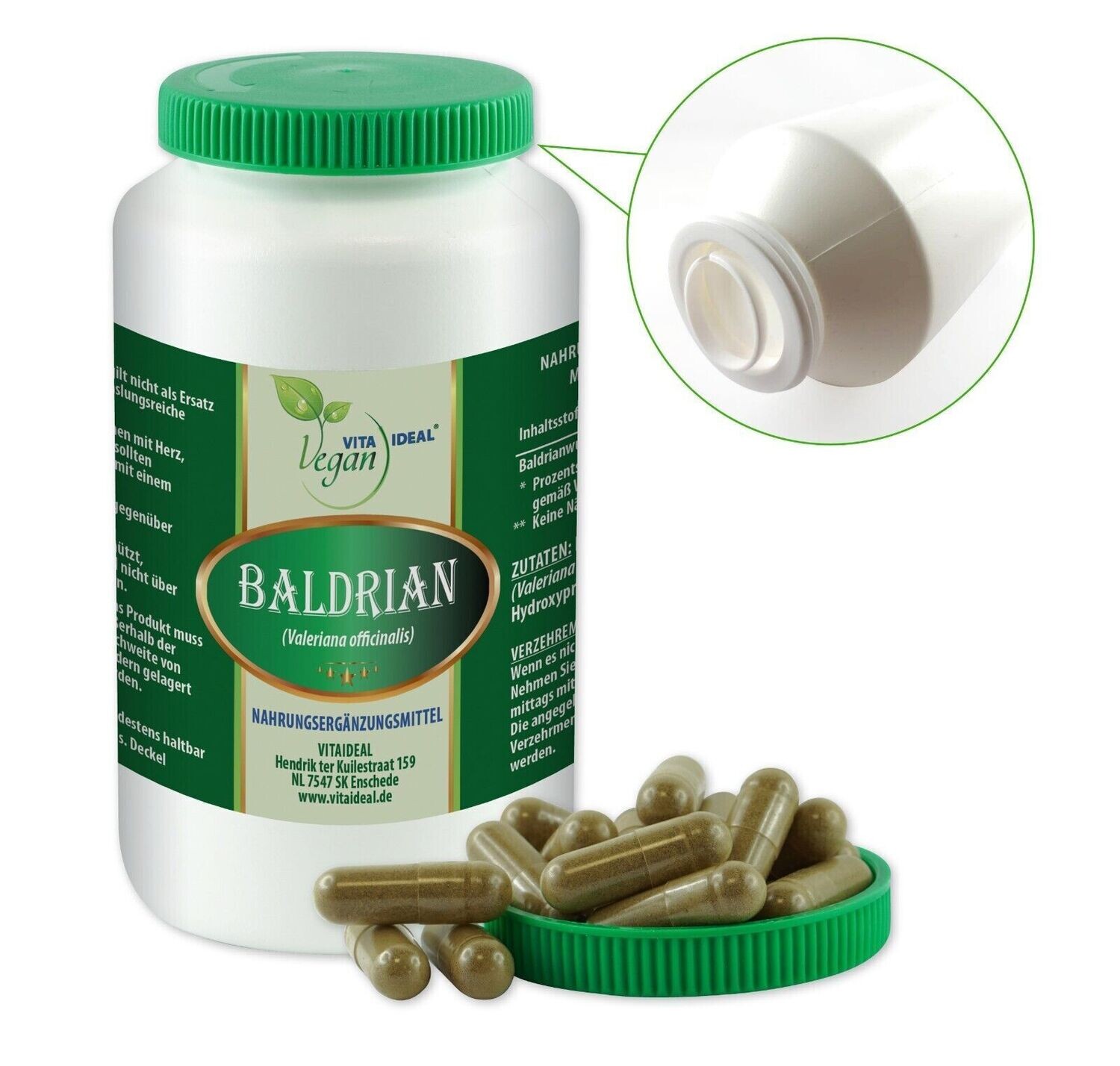 VITA IDEAL Vegan® Baldrian Wurzel Kapseln - Valeriana officina - Baldrianwurzel -