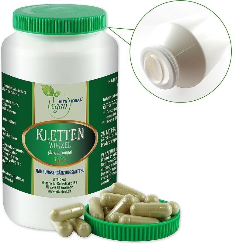VITA IDEAL Vegan® Kletten Wurzel Kapseln - Arctium lappa - Klettenwurzel - Klette