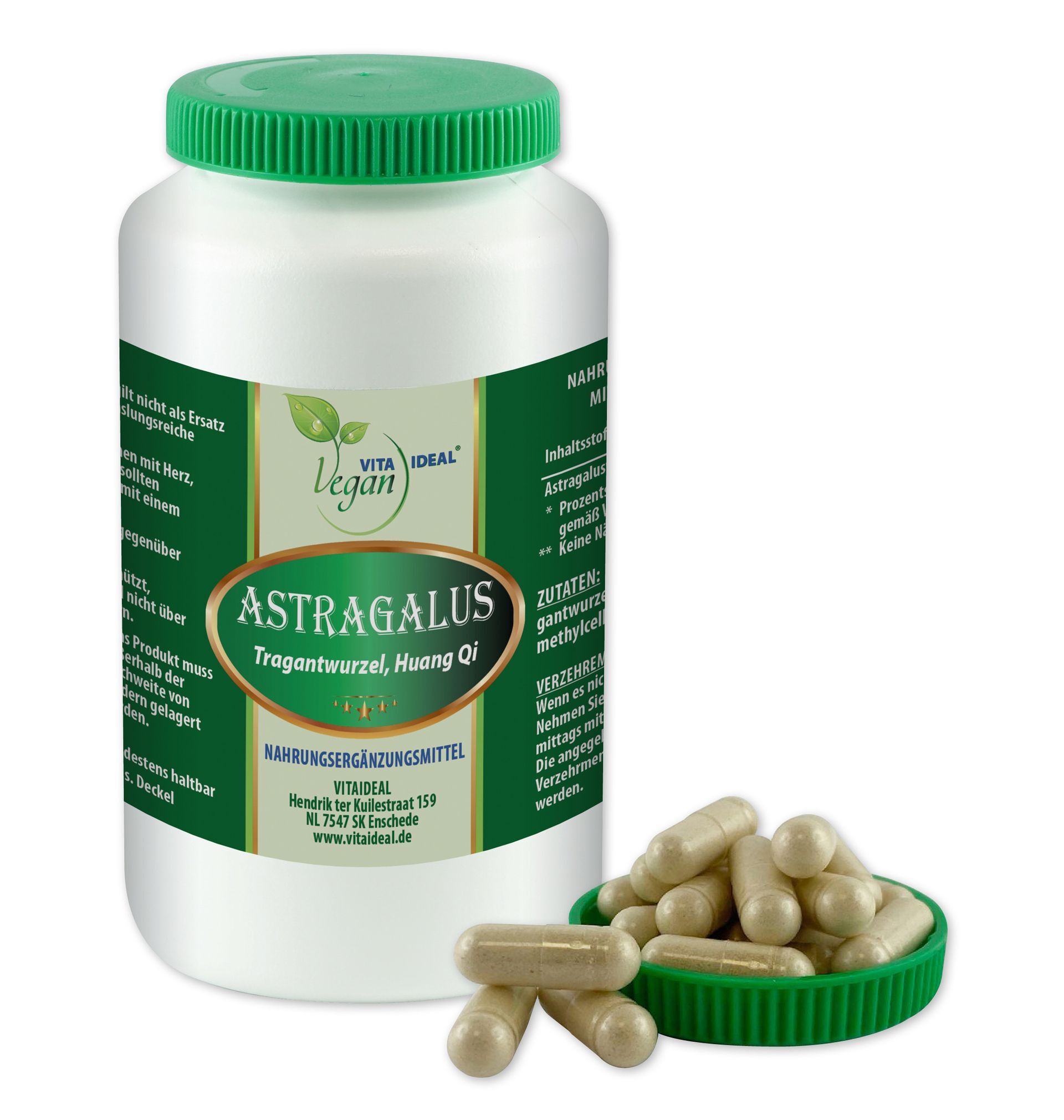 VITA IDEAL Vegan® Astragalus Wurzel Kapseln - Tragant frigidus - Astragaluswurzel - Tragantwurzel -