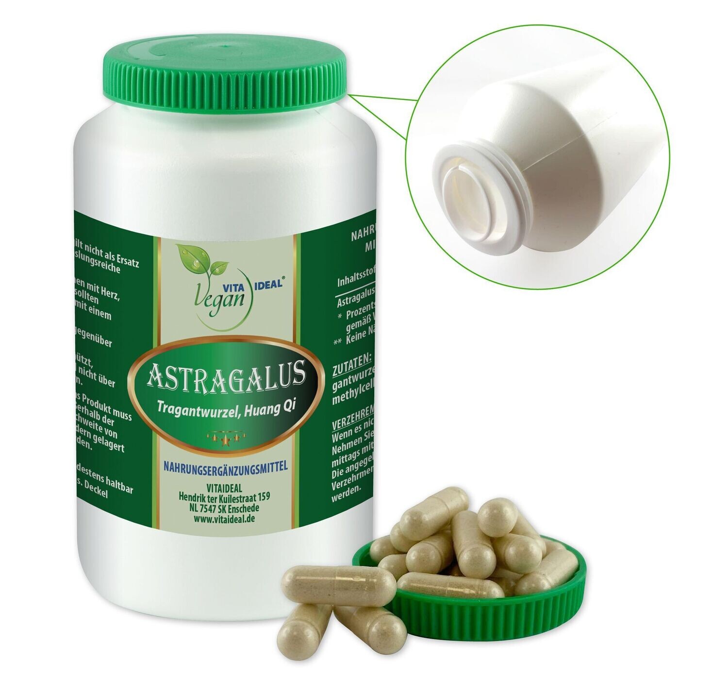 VITA IDEAL Vegan® Astragalus Wurzel Kapseln - Tragant frigidus - Astragaluswurzel - Tragantwurzel -, Menge: 90 Kapseln